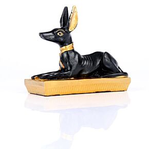 Figura Egipto Anubis Egipcio Negro y Dorado Recostado