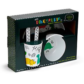 Set de Platos y Cubiertos Infantil RPET Dinosaurio Dinosauria Jr