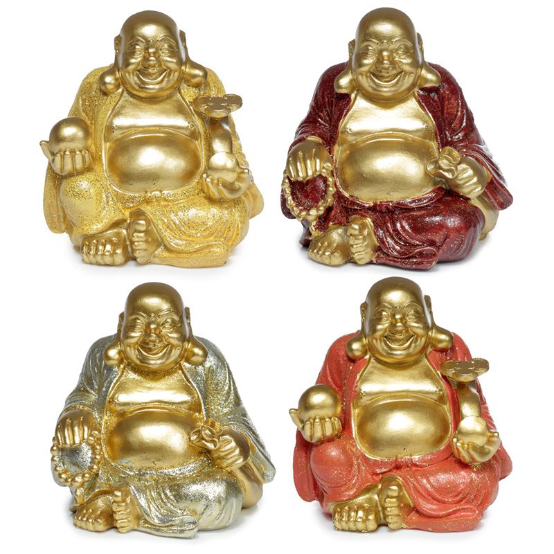 Figura de Buda - Mini Buda Chino que Ríe de la Suerte con Purpurina - 8cm